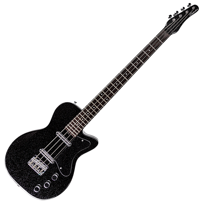 Silvertone 1444 Short Scale Bass Black Silver Flake