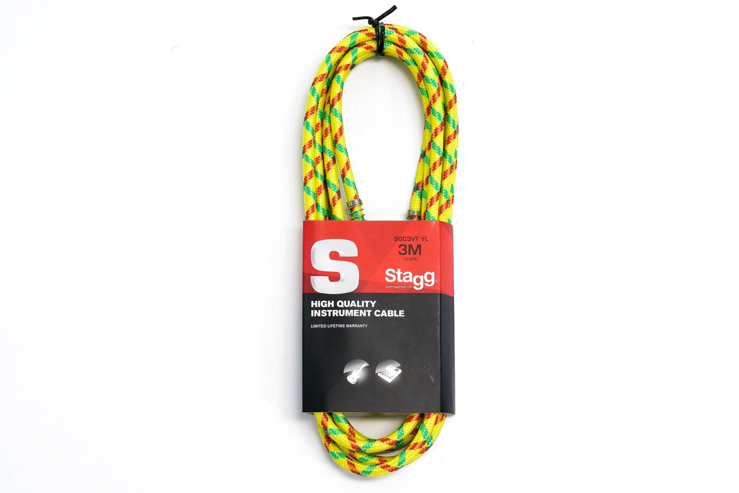 Stagg SGC3VT YL S-Series 1/4 Inch Yellow Vintage Tweed Instrument Cable - 10 Feet
