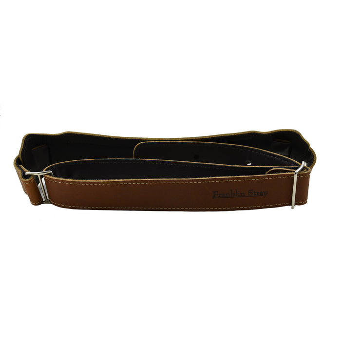 Franklin Strap 3.5'' Vintage Style Bass Strap with Shoulder Pad / Cognac Ball Glove Leather