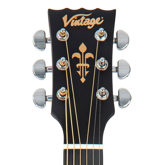 Vintage Stage VEC300N Folk Cutaway Electro-Acoustic Guitar SOLID TOP - Natural
