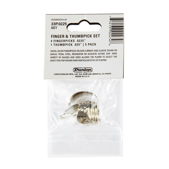 Púas de níquel plateado Dunlop .0225, paquete de 5