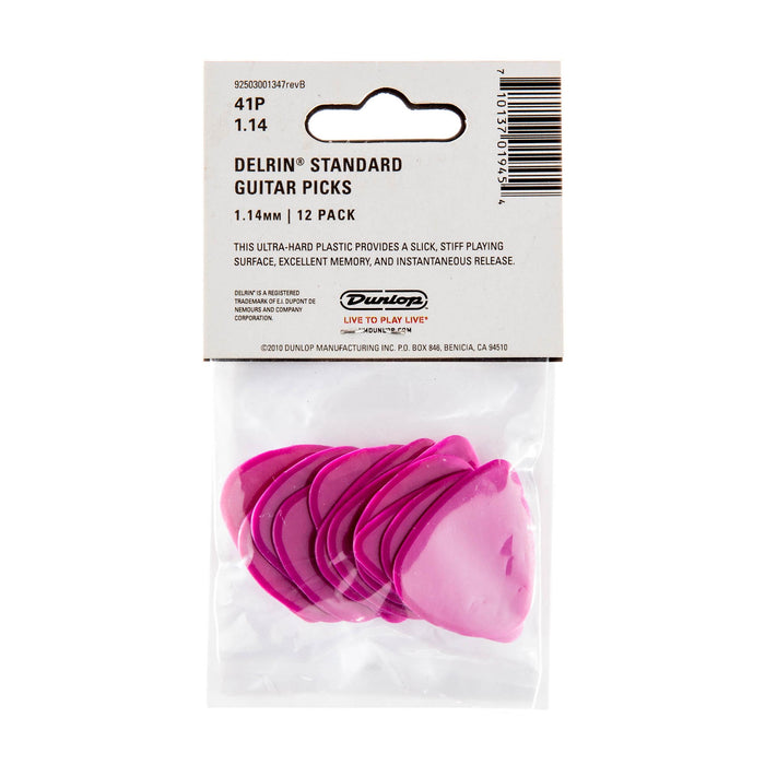 Púas Dunlop 1.14 Magenta Delrin 500 Standard, paquete de 12