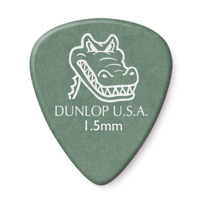 Púas Dunlop 1.50 Green Gator Grip Standard, paquete de 12