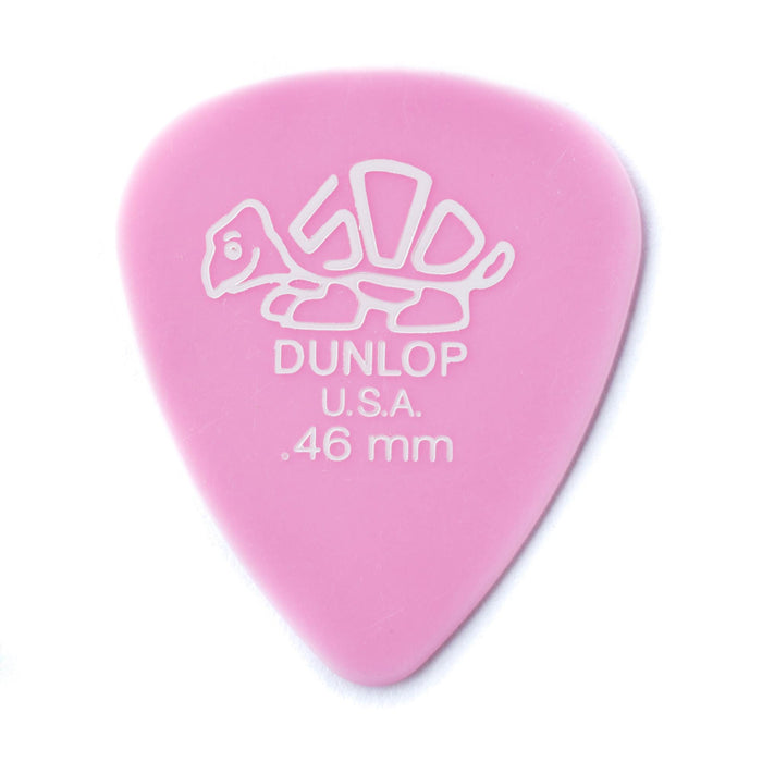 Púas Dunlop .46 Delrin 500 Standard de color rosa claro, paquete de 12