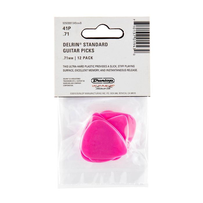 Púas Dunlop .71 Pink Delrin 500 Standard, paquete de 12