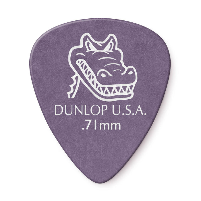 Púas Dunlop .71 Purple Gator Grip Standard, paquete de 12