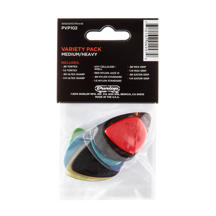 Paquete variado de púas de guitarra Dunlop de tamaño mediano/pesado, paquete de 12
