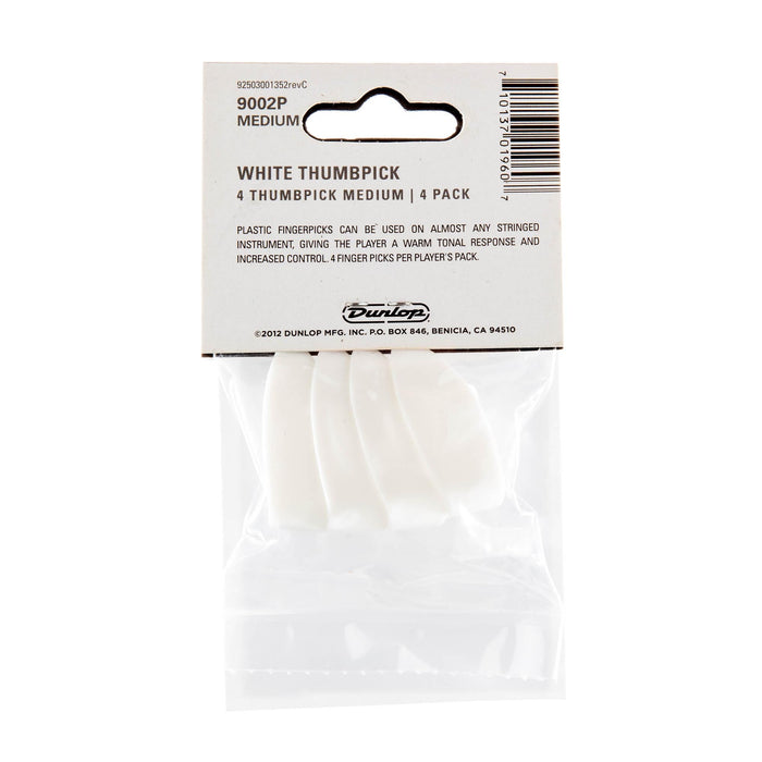 Púas de plástico Dunlop medianas blancas, paquete de 4